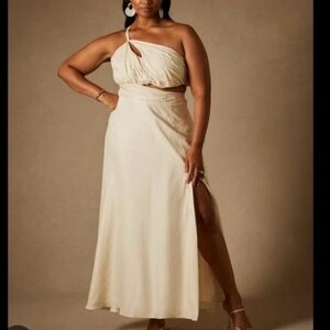 Eloquii Cream One-Shoulder Dress